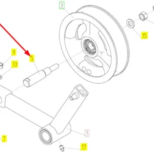 Oryginalna oś koła pasowego o numerze katalogowym 100660096, stosowana w kombajnach zbożowych marki Rostselmash schemat.