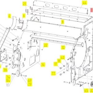 Oryginalne mocowanie osłony o numerze katalogowym 100660753, stosowane w kombajnach zbożowych marki Rostselmash schemat.