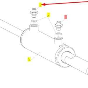 Oryginalne złącze hydrauliczne o numerze katalogowym 100663531, stosowane w kombajnach zbożowych marki Rostselmash schemat.