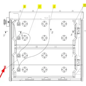 Oryginalny przewód elektryczny akumulatora o numerze katalogowym 100665136, stosowany w kombajnach zbożowych marki Rostselmash schemat