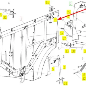 Oryginalne mocowanie o numerze katalogowym 100666415, stosowane w kombajnach zbożowych marki Rostselmash schemat