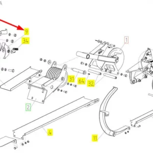 Oryginalna dźwignia mocująca o numerze katalogowym 100670317, stosowana w kombajnach zbożowych marki Rostselmash schemat.