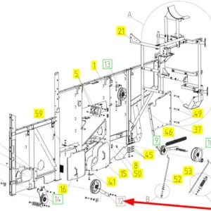 Oryginalny napinacz o numerze katalogowym 100670352, stosowany w kombajnach zbożowych marki Rostselmash. schemat