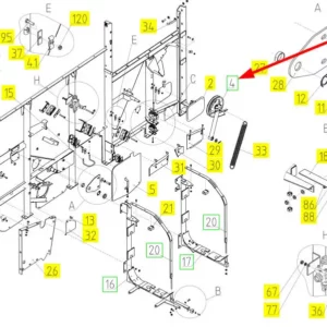 Oryginalne koło pasowe o numerze kaalogowym 100673942, stosowane w kombajnach zbożowych marki Rostselmash schemat.
