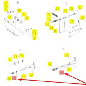 Oryginalny pierścień zabezpieczający o numerze katalogowym 100675743, stosowany w kombajnach zbożowych marki Rostselmash. schemat
