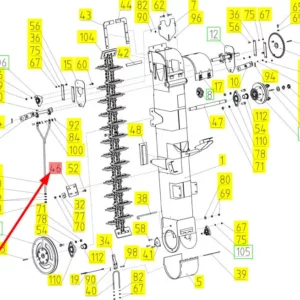 Oryginalne mocowanie o numerze katalogowym 100676327, stosowane w kombajnach zbożowych marki Rostselmash schemat.