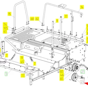 Oryginalna rolka napinająca o numerze katalogowym 100677858, stosowana w kombajnach zbożowych marki Rostselmash schemat.