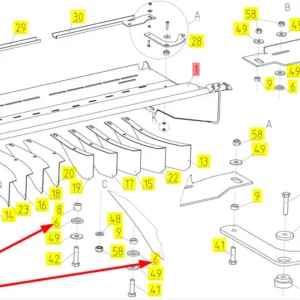 Oryginalna podkładka o numerze katalogowym 100688773, stosowana w kombajnach zbożowych marki Rostselmash schemat.