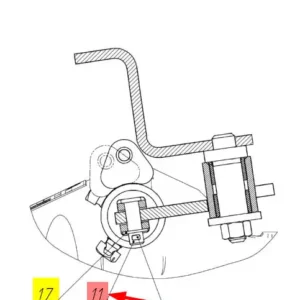 Oryginalny sworzeń o średnicy 12 mm, długości 30,35 mm i numerze katalogowym 100696680, stosowany w kombajnach zbożowych marki Rostselmash schemat.