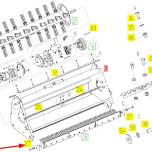 Oryginalna osłonka listwy noży stałych o numerze katalogowym 100697937, stosowana w kombajnach zbożowych marki Rostselmash schemat.