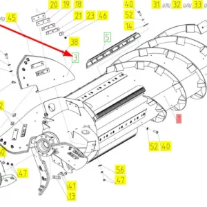 Oryginalna łopata rotoru o numerze katalogowym 100705082, stosowana w kombajnach zbożowych marki Rostselmash schemat.