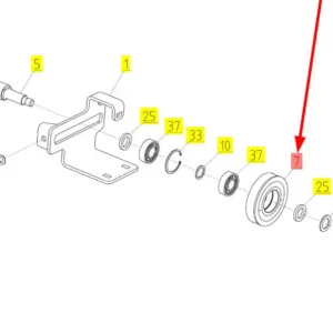 Oryginalne napinające koło pasowe o numerze katalogowym 100705290, stosowane w kombajnach zbożowyh marki Rostselmash. schemat