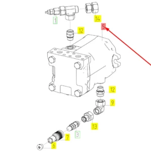 Oryginalny silnik hydrauliczny o numerze katalogowym 100706670, stosowany w kombajnach zbożowych marki Rostselmash schemat.