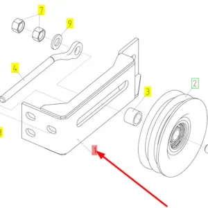 Oryginalne mocowanie rolki napinającej o numerze katalogowym 100707077, stosowane w kombajnach zbożowych marki Rostselmash schemat.