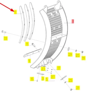 Oryginalna listwa klepiska o numerze katalogowym 100707435, stosowana w kombajnach zbożowych marki Rostselmash schemat.