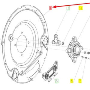 Oryginalna flansza bębna młócącego o numerze katalogowym 100708477, stosowana w kombajnach zbożowych marki Rostselmash schemat.