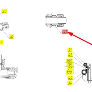 Oryginalne złącze pneumatyczne o numerze katalogowym 100709262, stosowane w kombajnach zbożowych marki Rostselmash schemat.