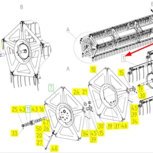 Oryginalna rura motowidła o numerze katalgoowym 100713728, stosowana w hederach zbożowych marki Rostselmash schemat