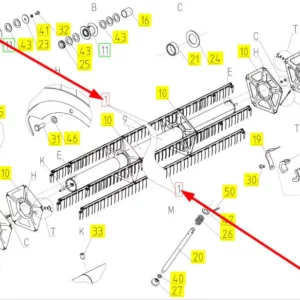 Oryginalna rurka nagarniacza hederu o numerze katalogowym 100713731, stosowana w hederach zbożowych marki Rostselmash. schemat