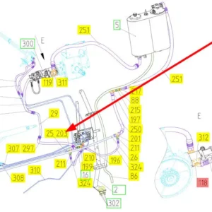 Oryginalny trójnik hydrauliczny o numerze katalogowym 100716618, stosowany w kombajnach zbożowych marki Rostselmash schemat.