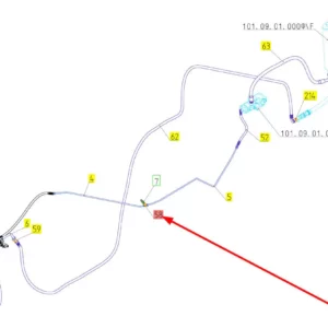 Oryginalny trójnik hydrauliczny o numerze katalogowym 100717202, stosowany w kombajnach zbożowych marki Rostselmash schemat.