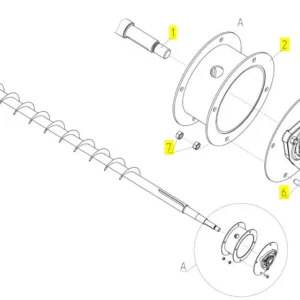 Oryginalne łożysko z obudową o numerze katalogowym 100718395, stosowane w kombajnach zbożowych marki Rostselmash schemat.