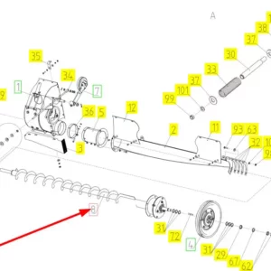 Oryginalny ślimak młynka niedomłotów o numerze katalogowym 100718430, stosowany w kombajnach zbożowych marki Rostselmash schemat.