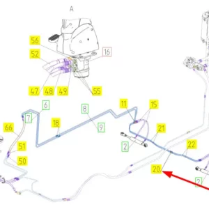Oryginalne złącze hydrauliczne o numerze katalogowym 100718870, stosowane w kombajnach zbożowych marki Rostselmash schemat.
