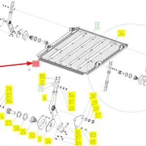 Oryginalny sworzeń sita o numerze katalogowym 100720287, stosowany w kombajnach zbożowych marki Rostselmash schemat.