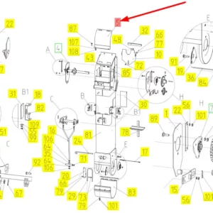 Oryginalna osłona elwatora plew o numerze katalogowym 100720429, stosowana w kombajnach zbożowych marki Rostselmash schemat.