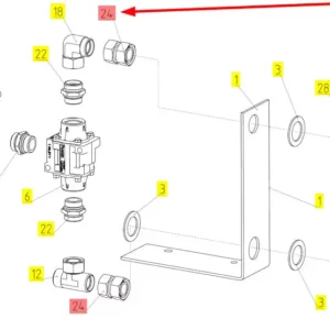 Oryginalna złączka hydrauliczna o numerze katalogowym 100720436, stosowana w kombajnach zbożowych marki Rostselmash. schemat