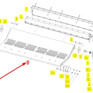Oryginalny element obudowy sita o numerze katalogowym 100723637, stosowany w kombajnach zbożowych marki Rostselmash schemat.