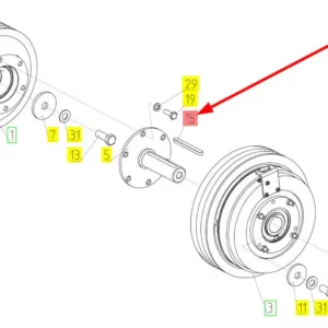 Oryginalny wpust wałka o numerze katalogowym 100723653, stosowany w kombajnach zbożowych marki Rostselmash schemat