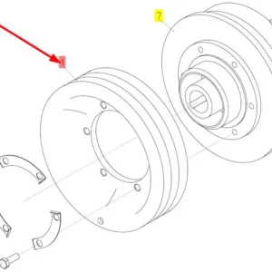 Oryginalne koło pasowe o numerze katalogowym 100723980, stosowane w kombajnach zbożowych marki Rostselmash schemat.