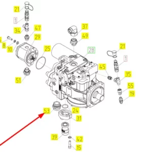 Oryginalne złącze hydrauliczne o numerze katalogowym  100724313, stosowane w kombajnach zbożowych marki Rostselmash schemat.
