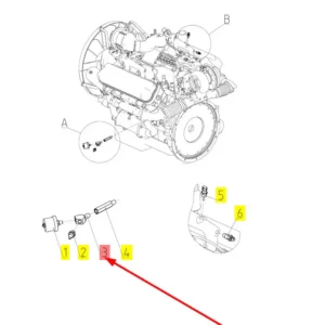 Oryginalny adapter czujnika o numerze katalogowym 100724913, stosowany w kombajnach zbożowych marki Rostselmash schemat.