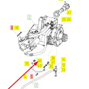 Oryginalny trójnik hydrauliczny o numerze katalogowym 100725022, stosowany w kombajnach zbożowych marki Rostselmash schemat.