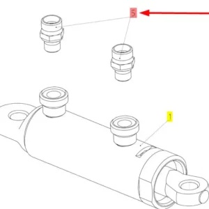 Oryginalny króciec M14 x 1,5 siłownika hydraulicznego przenośnika pochyłego o numerze katalogowym 100725033, stosowany w kombajanch zbożowych marki Rostselmash- schemat.