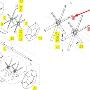 Oryginalny wiatrak lewy wialni o numerze katalogowym 100725834, stosowany w kombajnach zbożowych marki Rostselmash schemat.