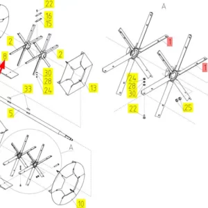 Oryginalna łopatka wentylatora o numerze katalogowym 100725943, stosowana w kombajnach zbożowych marki Rostselmash schemat.
