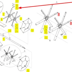 Oryginalny odważnik tarczy wentylatora o numerze katalogowym 100726027, stosowany w kombajnach zbożowych marki Rostselmash schemat.