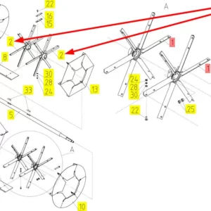 Oryginalny wiatrak prawy wialni o numerze katalogowym 100726170, stosowany w kombajnach zbożowych marki Rostselmash schemat.