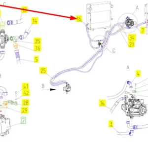 Oryginalne złącze hydrauliczne o numerze katalogowym 100727271, stosowane w kombajnach zbożowych marki Rostselmash schemat.
