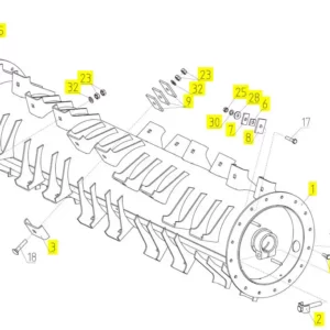 Oryginalny element mocujący o numerze katalogowym 100727939, stosowany w kombajnach zbożowych marki Rostselmash schemat.