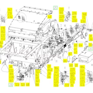 Oryginalny element mocujący o numerze katalogowym 100727953, stosowany w kombajnach zbożowych marki Rostselmash schemat.