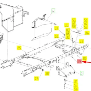 Oryginalna osłona otworu ramy o numerze katalogowym 100728080, stosowana w kombajnach zbożowych marki Rostselmash- schemat.