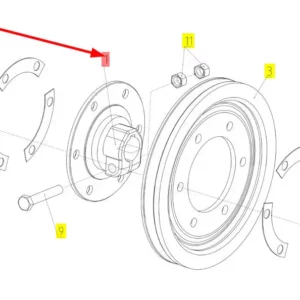Oryginalna piasta koła pasowego o numerze katalogowym 100728121, stosowana w kombajnach zbożowych marki Rostselmash schemat.