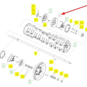 Oryginalne koło pasowe wielorowkowe o numerze katalogowym 100728131, stosowane w kombajnach zbożowych marki Rostselmash schemat.