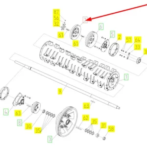 Oryginalne koło pasowe o numerze katalogowym 100728135, stosowane w kombajnach zbożowych marki Rostselmash schemat.
