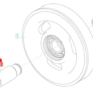 Oryginalny sworzeń koła pasowego o numerze katalogowym 100728612, stosowany w kombajnach zbożowych marki Rostselmash schemat.